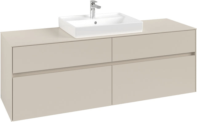 Villeroy & Boch Waschtischunterschrank Collaro C025 B0 1600 mm Cashmere Grey mit Beleuchtung und SoftClosing