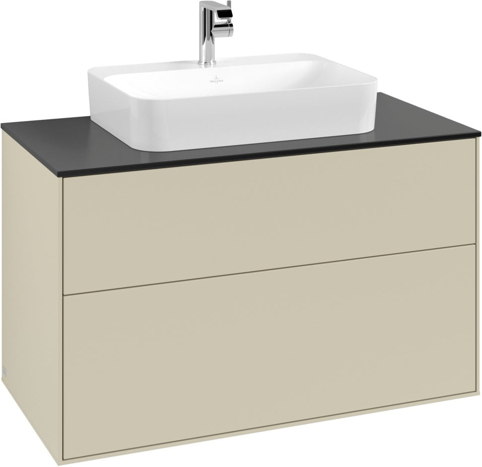 Villeroy & Boch Finion Waschtischunterschrank 1000 mm Anthrazit Matt Lackiert mit Glasabtrennung