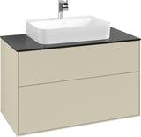 Villeroy & Boch Finion Waschtischunterschrank 1000 mm Anthrazit Matt Lackiert mit Glasabtrennung