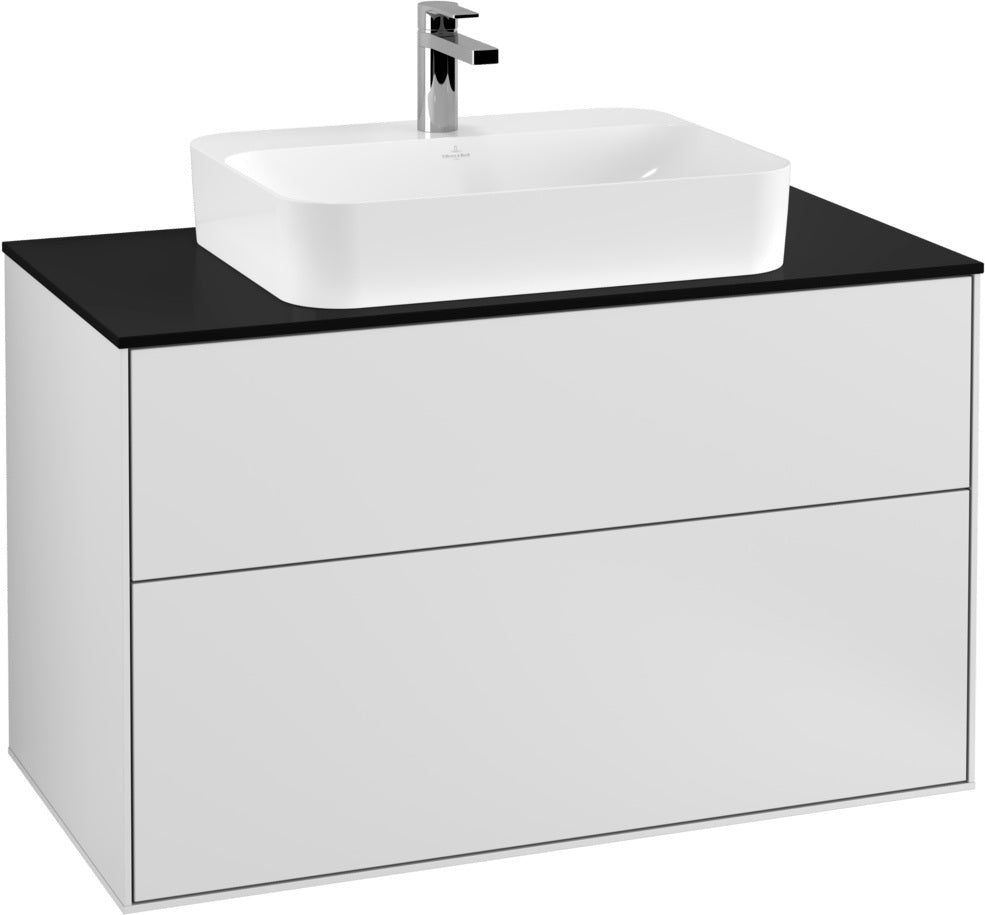 Villeroy & Boch Finion Waschtischunterschrank 1000 mm Anthrazit Matt Lackiert mit Glasabtrennung