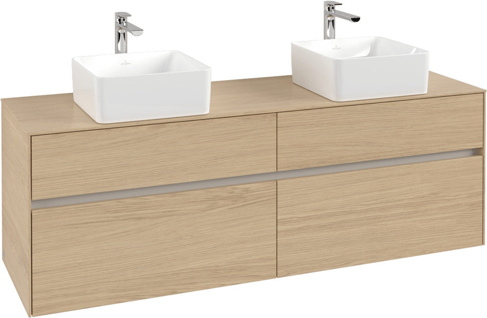 Villeroy & Boch Collaro Waschtischunterschrank Nordic Oak 1600 mm – 2 Waschbecken, 4 Auszüge, SoftClosing