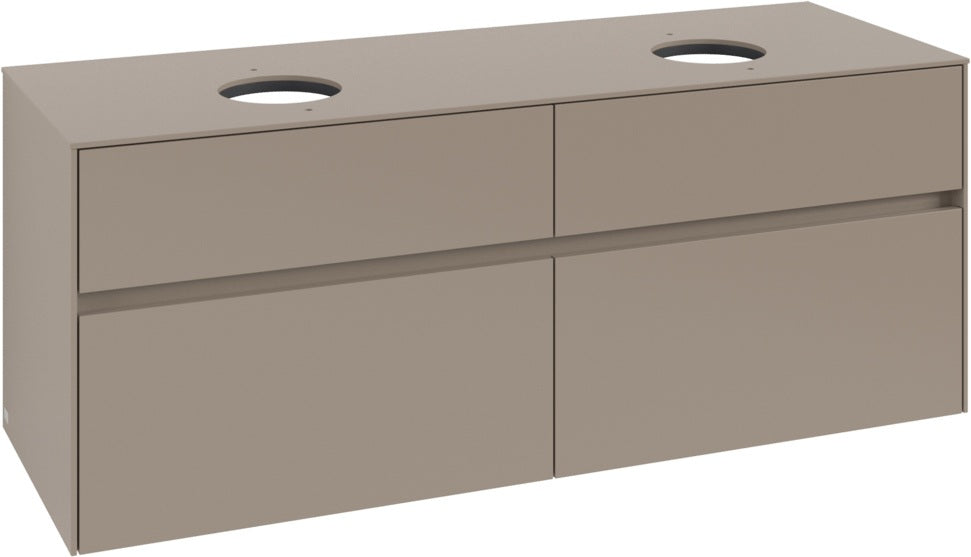 Villeroy & Boch Waschtischunterschrank Collaro C048 B0 1400 mm Taupe mit Beleuchtung und SoftClosing