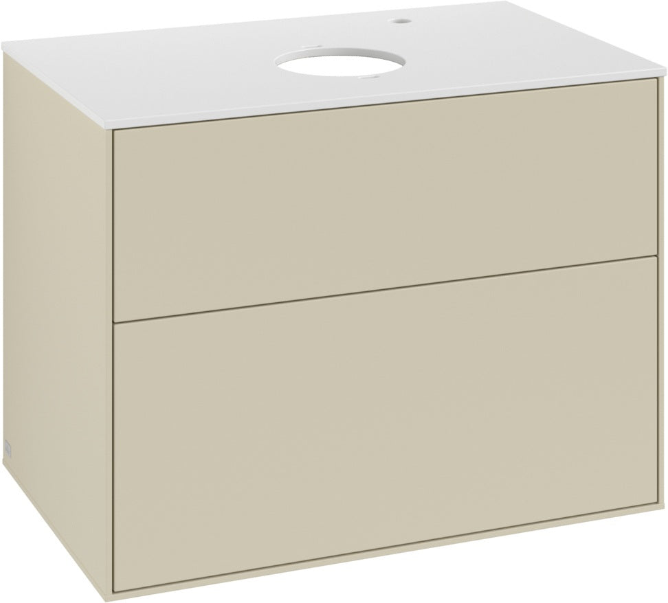 Villeroy & Boch Waschtischunterschrank Finion G8720 mit Beleuchtung und SoftClosing in Glossy White Lacquer