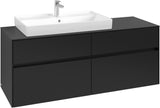 Villeroy & Boch Waschtischunterschrank Collaro C089 B0 1400 mm Volcano Black mit Beleuchtung
