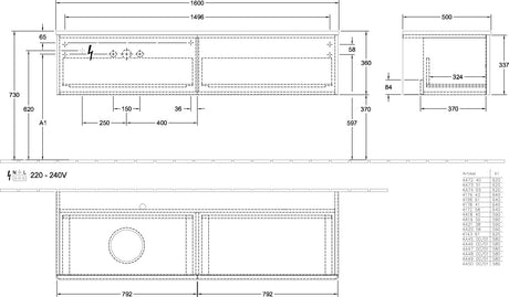 Villeroy & Boch Waschtischunterschrank Antao 1600 mm Glossy White mit LED-Beleuchtung