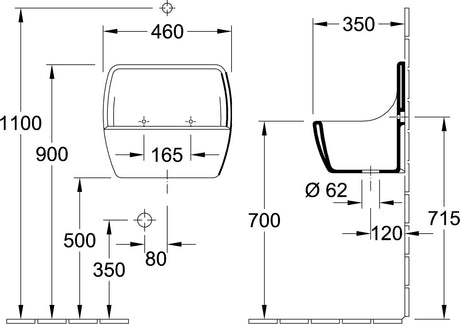 Villeroy & Boch O.novo Ausgussbecken 691201 – Rechteckig, Weiß Alpin, 450 x 350 x 400 mm, mit Randschoner