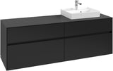 Villeroy & Boch Waschtischunterschrank Collaro C079 B0 1600 mm Volcano Black mit Beleuchtung