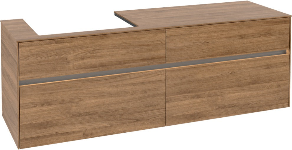 Villeroy & Boch Waschtischunterschrank Collaro C022 B0 1600 mm Kansas Oak mit Beleuchtung