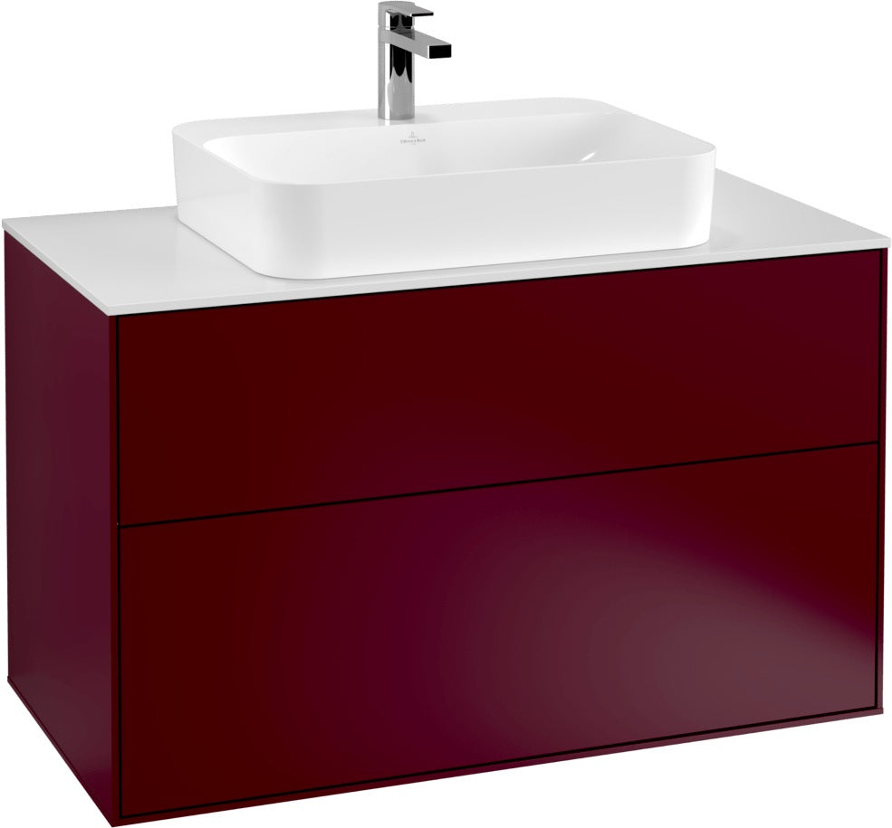 Villeroy & Boch Finion Waschtischunterschrank 1000 mm Anthrazit Matt Lackiert mit Glasabtrennung