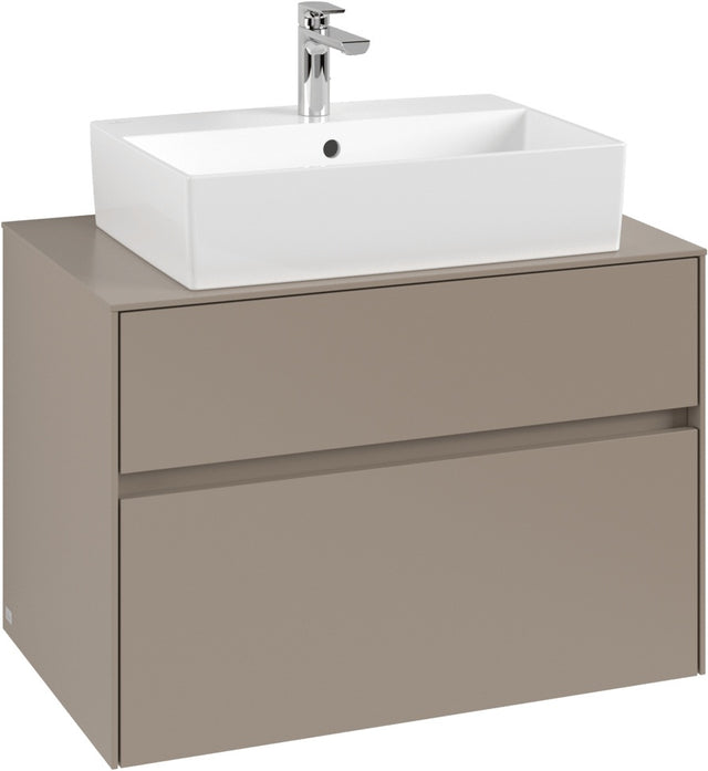 Villeroy & Boch Collaro Waschbeckenunterschrank 800 mm Taupe – Wandmontage, SoftClosing, 2 Auszüge