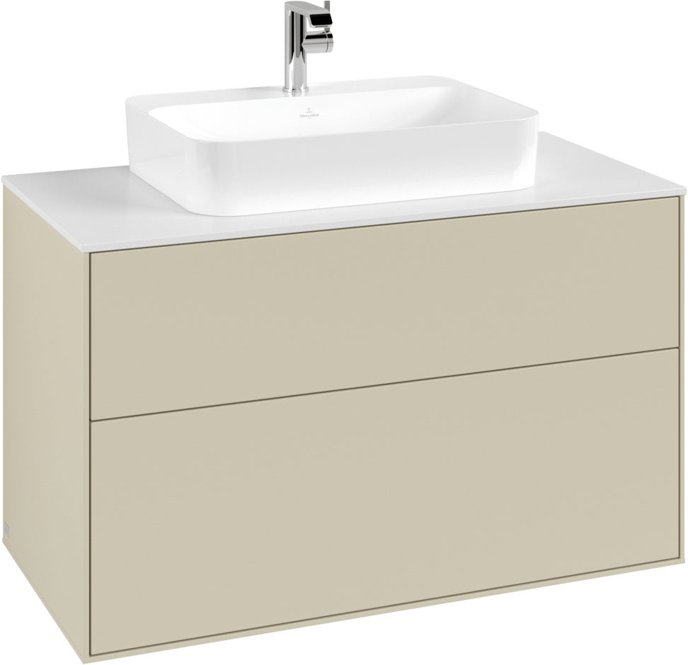 Villeroy & Boch Finion Waschtischunterschrank 1000 mm Anthrazit Matt Lackiert mit Glasabtrennung