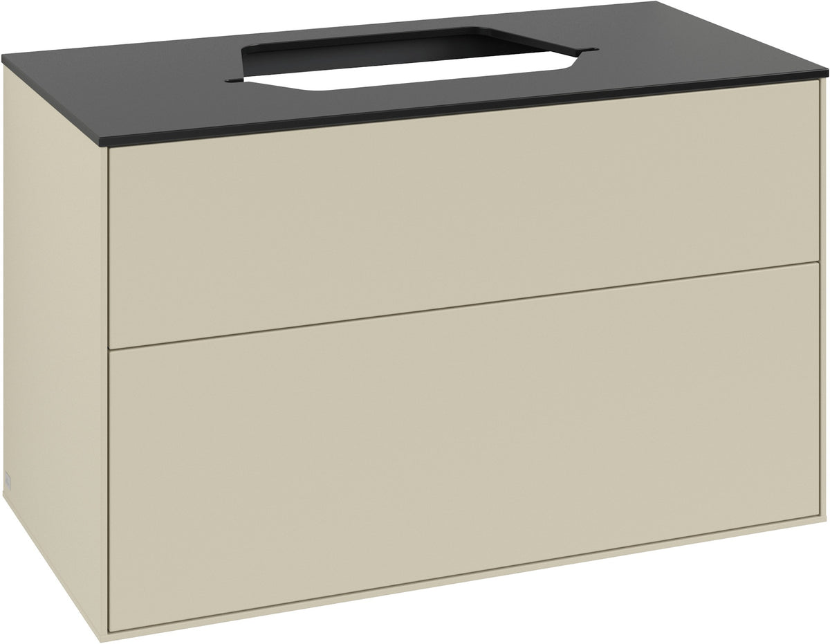 Villeroy & Boch Finion Waschtischunterschrank 1000 mm Anthrazit Matt Lackiert mit Glasabtrennung