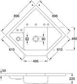 Villeroy & Boch Monumentum Eckmodul Graphit Ceramicplus – Keramikspüle 896 x 896 mm