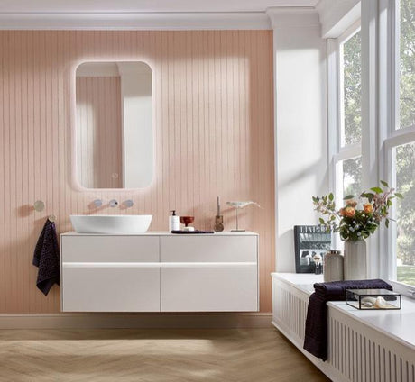 Villeroy & Boch Collaro Waschtischunterschrank 1400 mm mit LED-Beleuchtung und 4 Auszügen, White Wood