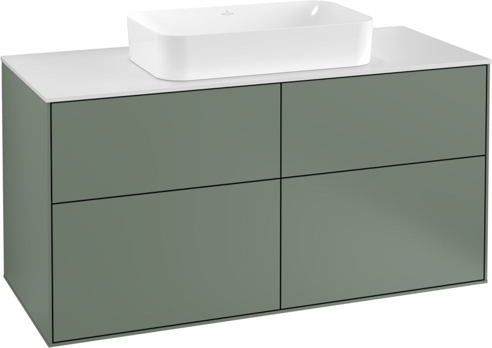 Villeroy & Boch Finion Waschtischunterschrank 1200 mm Anthracite Matt mit Glasabtrennungen und Push-to-open