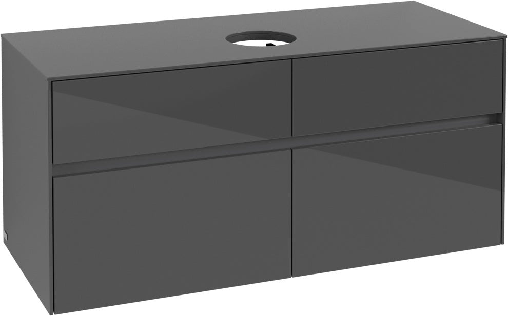 Villeroy & Boch Waschbeckenunterschrank Collaro C041 Glossy Grey 1200 mm – 4 Auszüge, SoftClosing