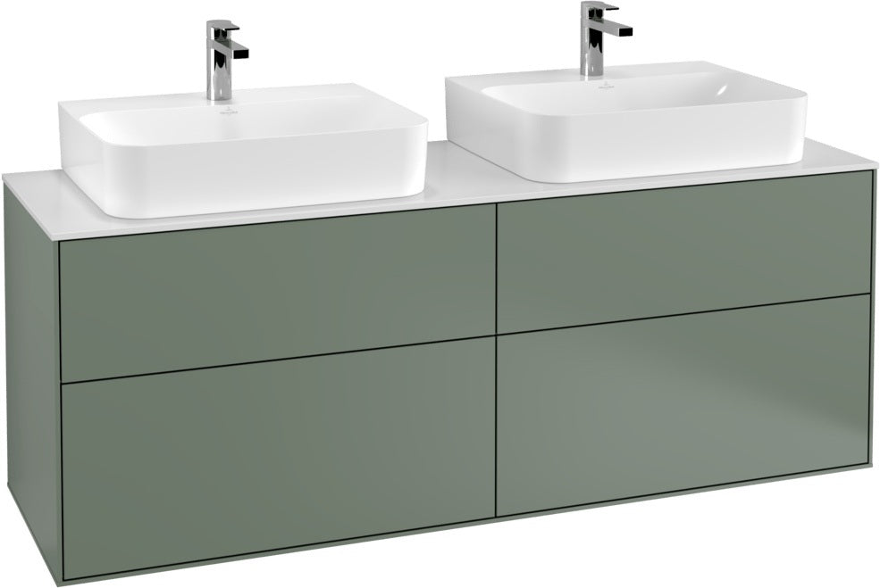 Villeroy & Boch Finion Waschtischunterschrank 1600 mm Anthracite Matt – 4 Auszüge, Tip-On, für 2 Waschbecken