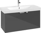 1000mm mit Spiegelschrank Glossy Grey