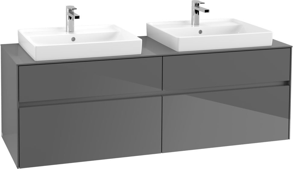 Villeroy & Boch Waschtischunterschrank Collaro C024 B0 1600 mm Glossy Grey mit LED-Beleuchtung