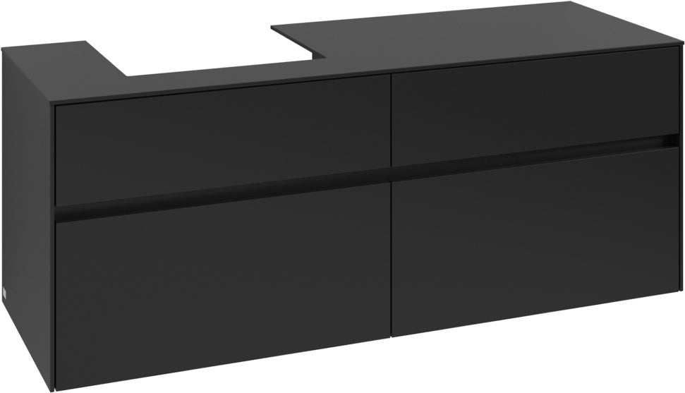 Villeroy & Boch Waschtischunterschrank Collaro C074 B0 1400 mm Volcano Black mit LED-Beleuchtung