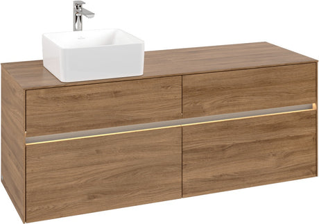 Villeroy & Boch Collaro Waschtischunterschrank 1400 mm mit LED-Beleuchtung und 4 Auszügen, White Wood