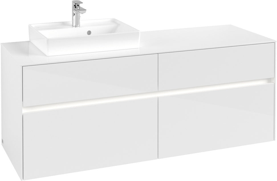 Villeroy & Boch Waschtischunterschrank Collaro C074 B0 1400 mm Glossy White mit Beleuchtung