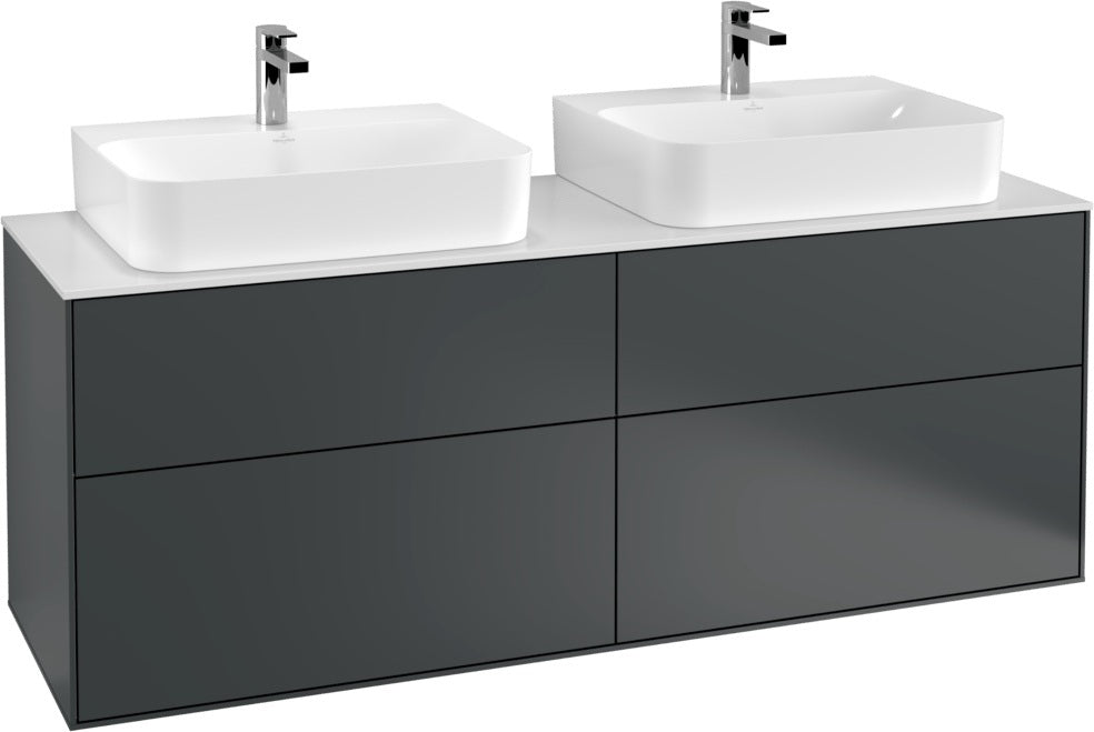 Villeroy & Boch Finion Waschtischunterschrank 1600 mm Anthracite Matt – 4 Auszüge, Tip-On, für 2 Waschbecken