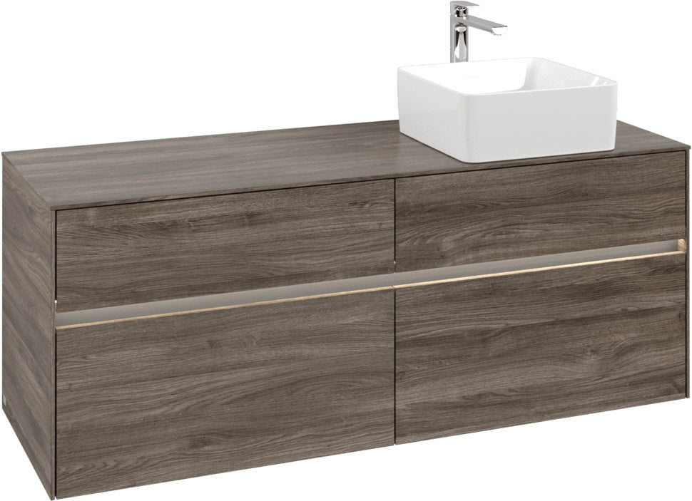 Villeroy & Boch Waschbeckenunterschrank Collaro C047 B0 1400 mm Stone Oak mit Beleuchtung und SoftClosing