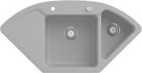 Villeroy & Boch Eckspüle Subway Style Eck 1115 mm Almond CeramicPlus – Keramik, 2 Becken, Abtropffläche
