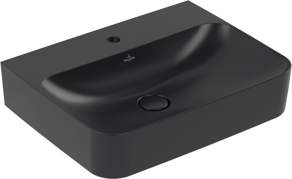 Villeroy & Boch Finion Wandwaschbecken 600x470mm Pure Black CeramicPlus