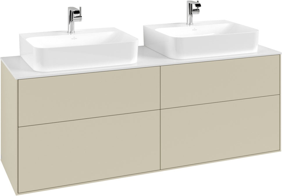 Villeroy & Boch Finion Waschtischunterschrank 1600 mm Anthracite Matt – 4 Auszüge, Tip-On, für 2 Waschbecken