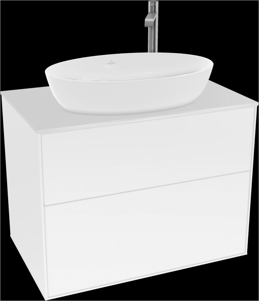 Villeroy & Boch Waschtischunterschrank Finion G8720 mit Beleuchtung und SoftClosing in Glossy White Lacquer
