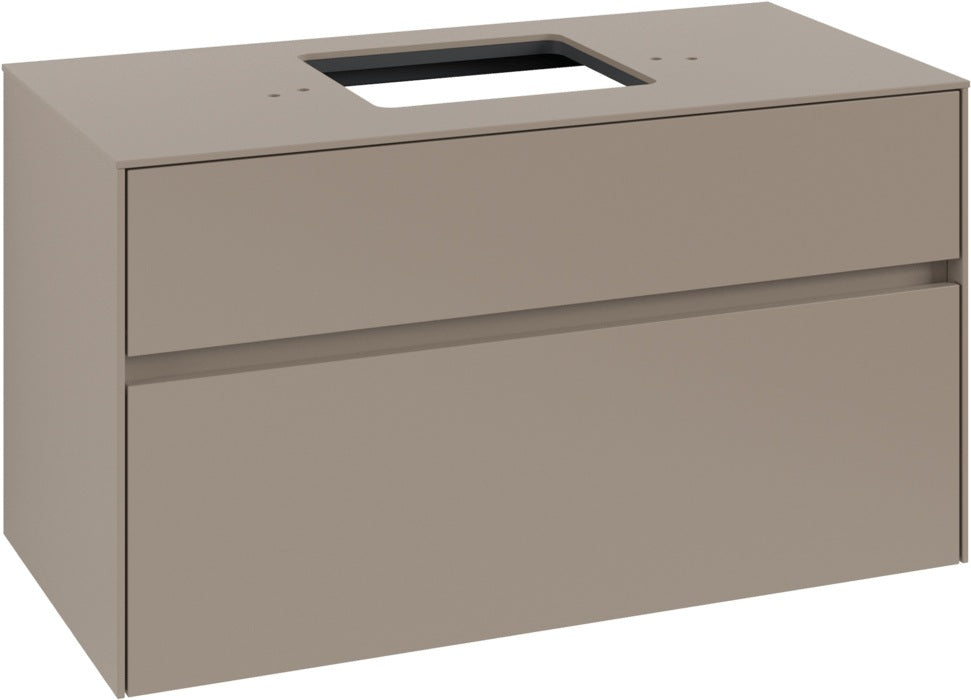 Villeroy & Boch Waschbeckenunterschrank Collaro C12500 1000 mm Taupe – Eckig, 2 Auszüge, SoftClosing