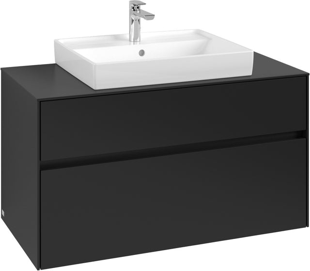Villeroy & Boch Collaro Waschtischunterschrank 1000 mm Volcano Black – 2 Auszüge, SoftClosing, wandmontiert