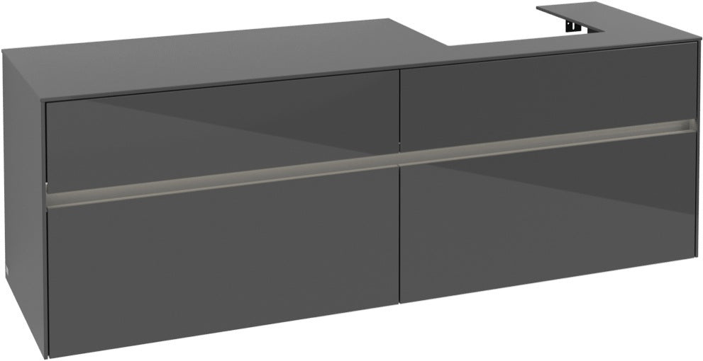 Villeroy & Boch Waschtischunterschrank Collaro C079 B0 1600 mm Glossy Grey mit Beleuchtung und SoftClosing