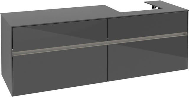Villeroy & Boch Waschtischunterschrank Collaro C079 B0 1600 mm Glossy Grey mit Beleuchtung und SoftClosing