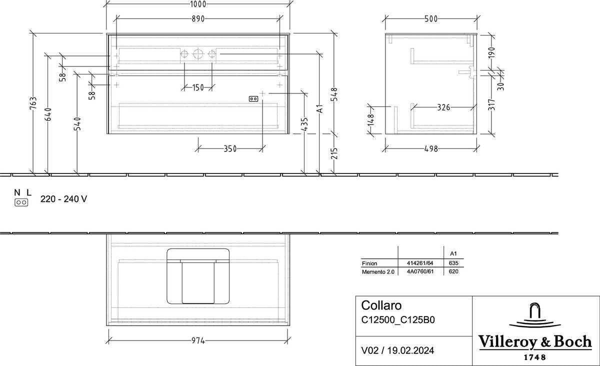 Villeroy & Boch Waschtischunterschrank Collaro C12500 1000 mm White Oak – 2 Auszüge, SoftClosing