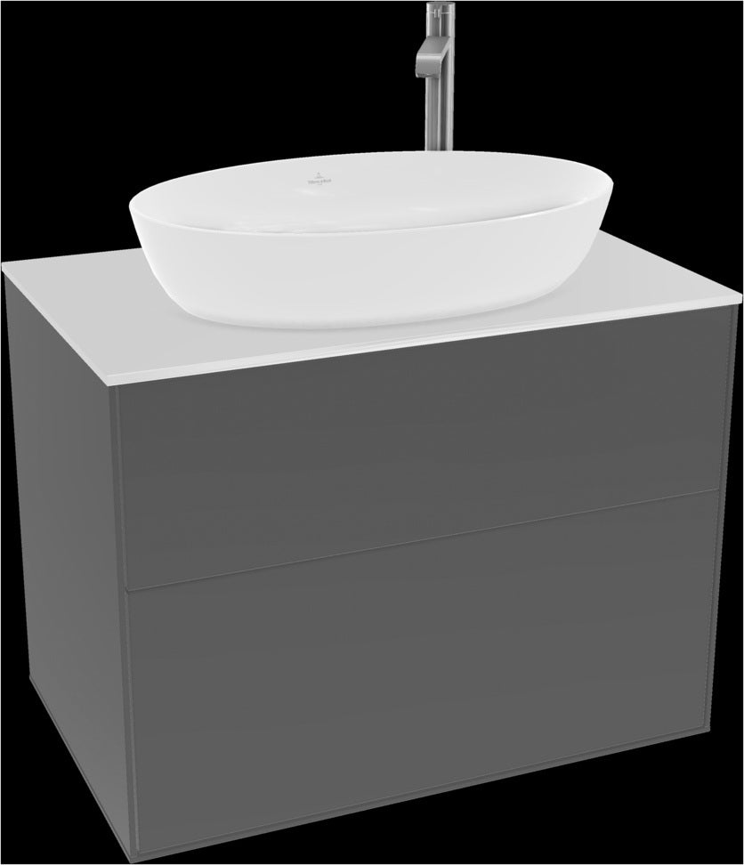 Villeroy & Boch Waschtischunterschrank Finion G8720 mit Beleuchtung und SoftClosing in Glossy White Lacquer