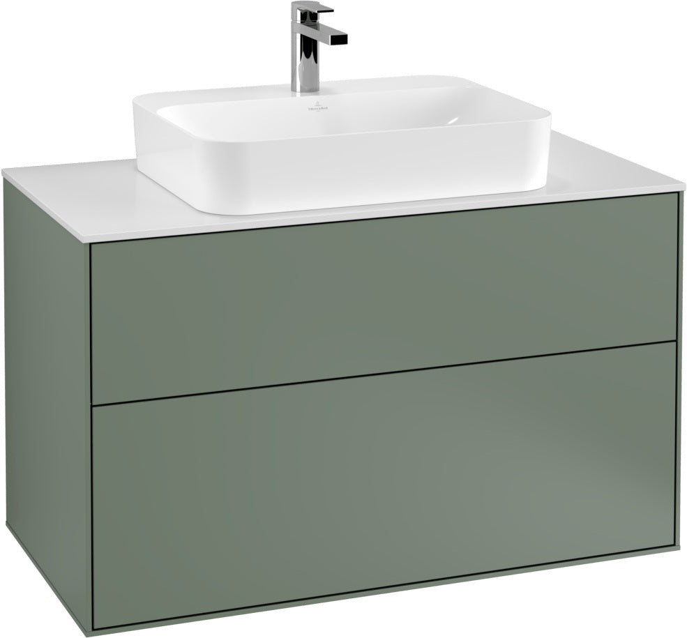 Villeroy & Boch Finion Waschtischunterschrank 1000 mm Anthrazit Matt Lackiert mit Glasabtrennung
