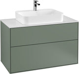 Villeroy & Boch Finion Waschtischunterschrank 1000 mm Anthrazit Matt Lackiert mit Glasabtrennung