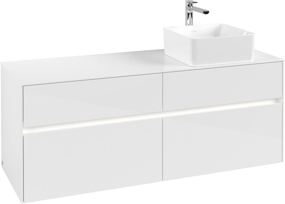 Villeroy & Boch Waschtischunterschrank Collaro C047 B0 1400 mm Glossy White mit Beleuchtung