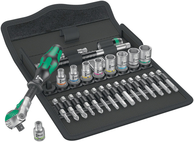 WERA Steckschlüsselsatz 8100 SA 6, 28-teilig, 1/4 Zoll, SW 5-13 mm, 72 Zähne