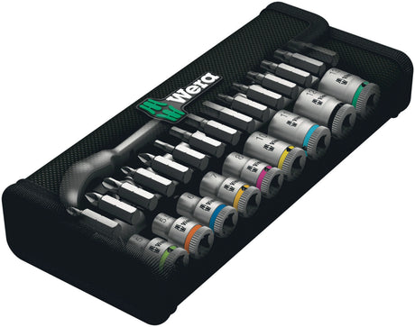 WERA Steckschlüsselsatz 8100 SA 7 Zyklop 28-tlg. 1/4 Zoll SW 5-13 mm mit 76-Zahn-Knarre