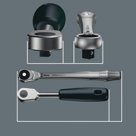 WERA Steckschlüsselsatz Zyklop Metal 29-tlg. 3/8 Zoll SW 8-19 mm mit 76-Zahn-Knarre