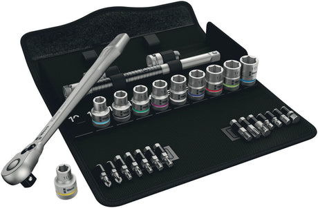WERA Steckschlüsselsatz Zyklop Metal 28-tlg. 1/2 Zoll SW 10-19 mm mit 76 Zähnen