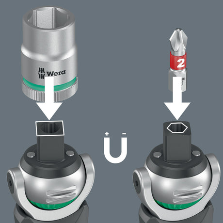 WERA Steckschlüsselsatz 8009 Zyklop Pocket Set 2 19-teilig 3/8" + 1/4" mit 72 Zähnen
