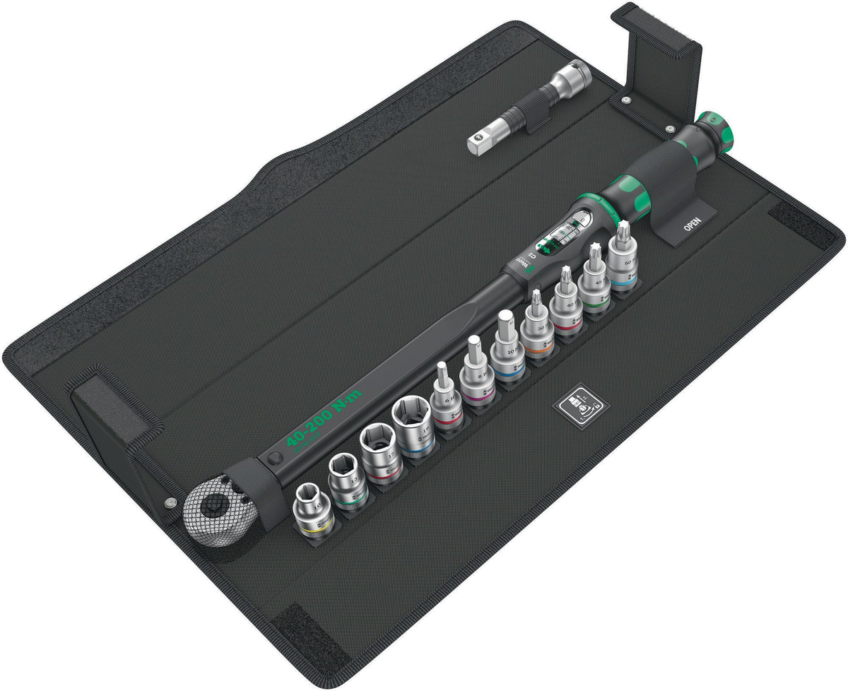 WERA Drehmomentschlüsselset Click-Torque C 3 Set 1, 13-teilig, 40-200 Nm, 1/2 Zoll, Radmontageset