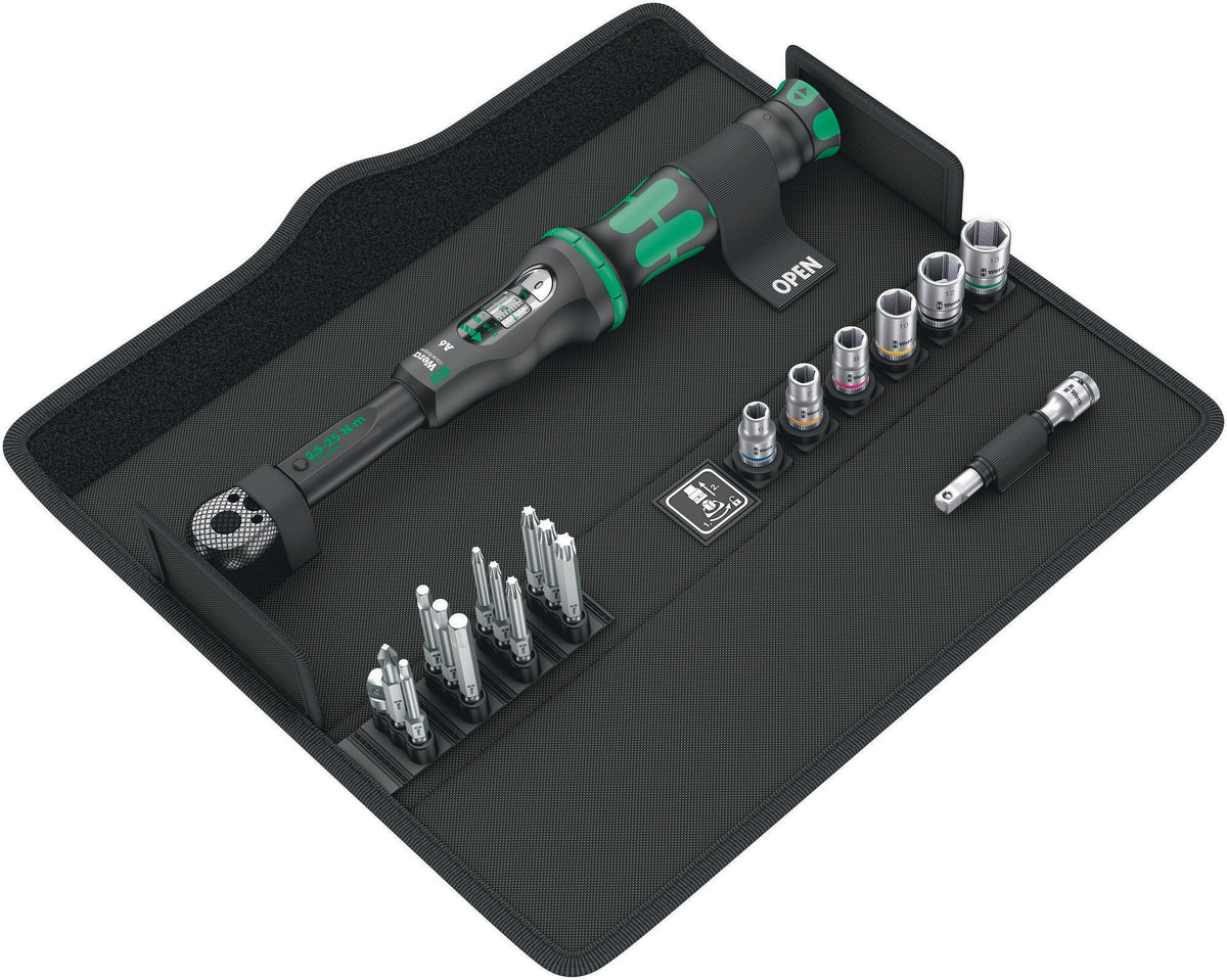 WERA Drehmomentschlüsselset Click-Torque A 6 Set 1, 20-teilig, 2,5-25 Nm, 1/4 Zoll