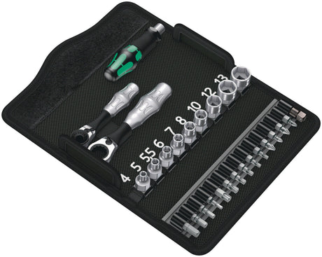 WERA Steckschlüsselsatz KK Zyklop Mini 2 27-teilig 1/4 Zoll SW 4-13 mm 60 Zähne