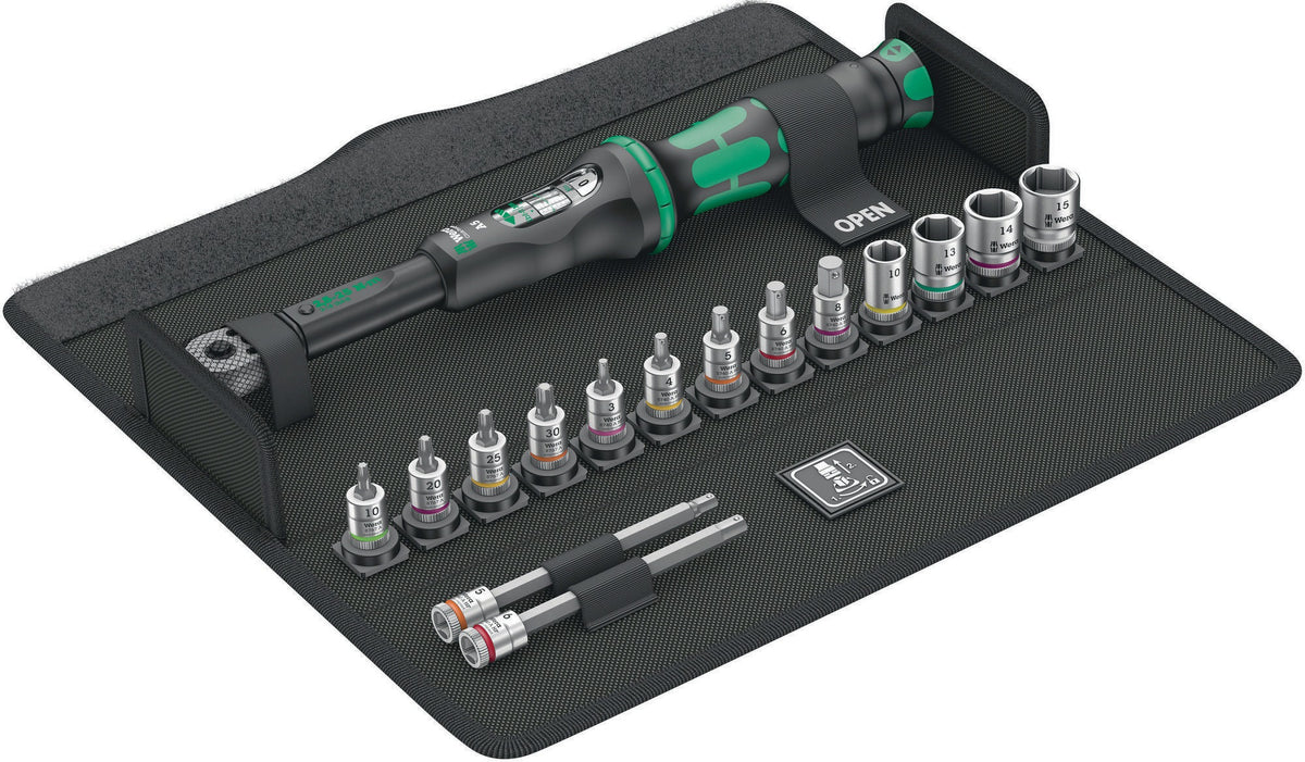 WERA Drehmomentschlüsselset Bicycle Set Torque 1 16-tlg. 2,5-25 Nm 1/4 Zoll